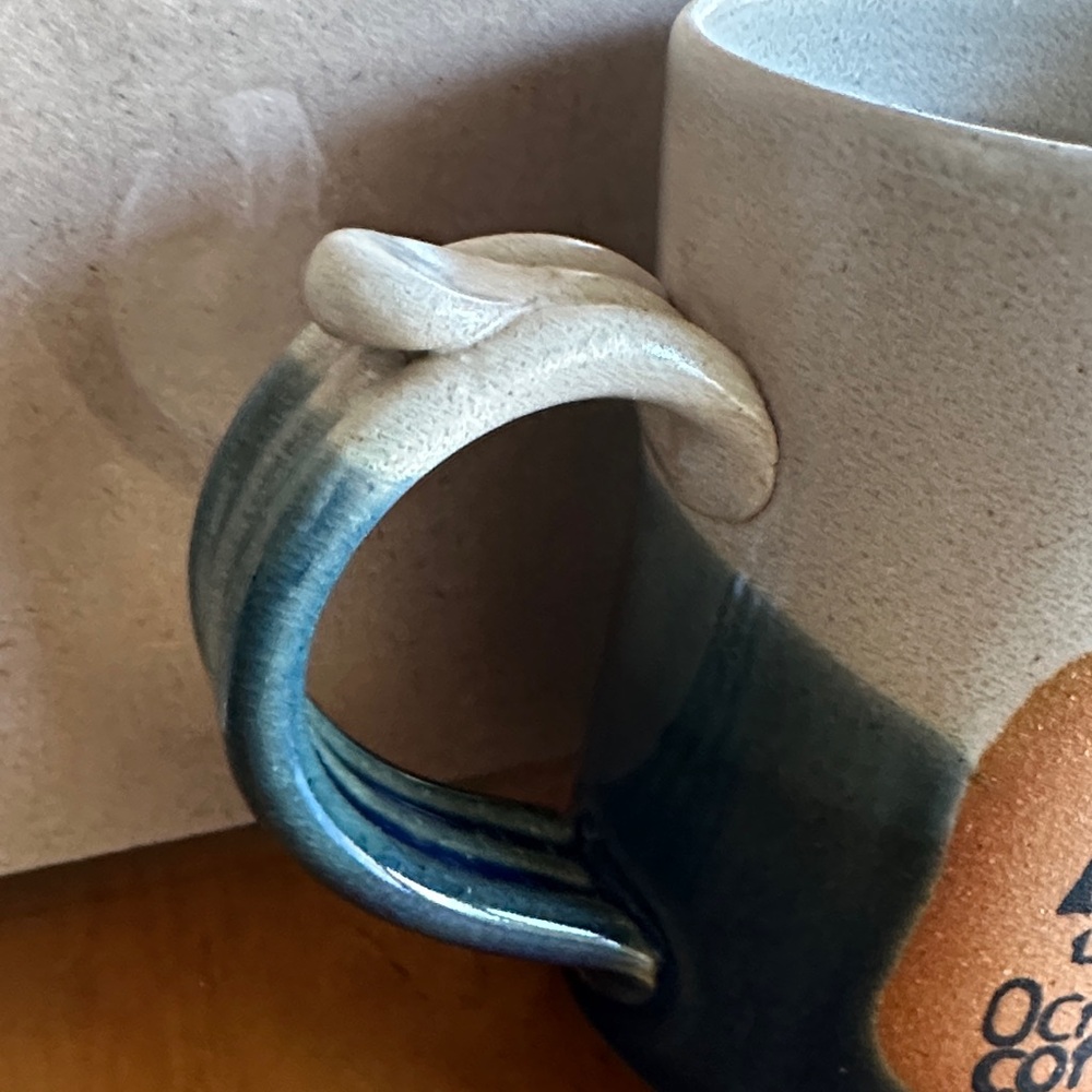Ocracoke Coffee Co. Stoneware Mug in Blue and Cream - Picture 3 of 8
